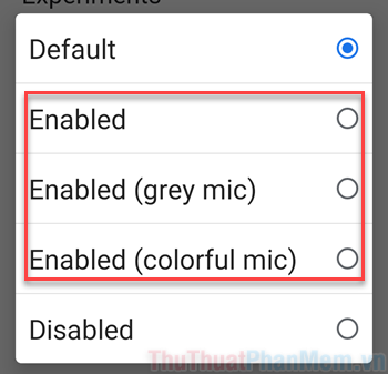 Chọn “Enabled” hoặc thêm màu sắc mic gray (xám) hoặc colorful (kết hợp màu)