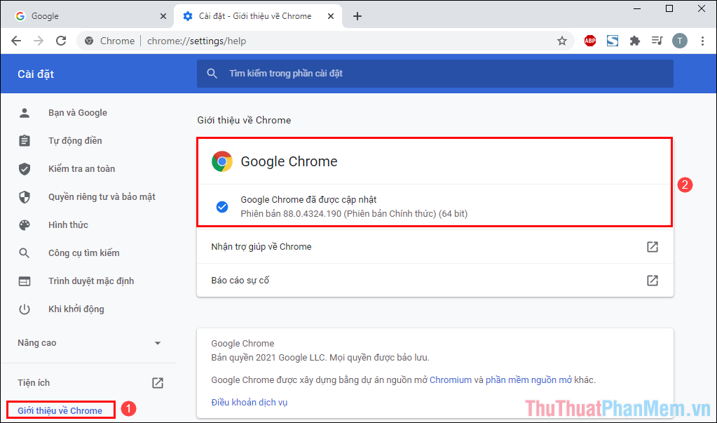 [Chrome について]để xem phiên bản Chrome của bạn