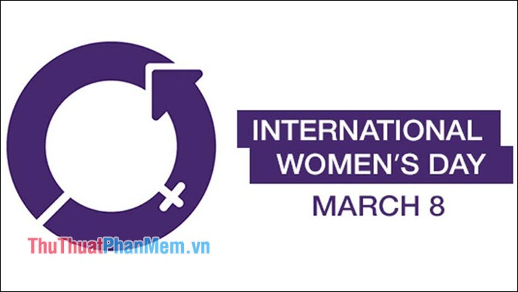 Logo Ngày Quốc tế Phụ nữ hiện tại là một vòng tròn màu tím với biểu tượng giới tính nữ bên trong